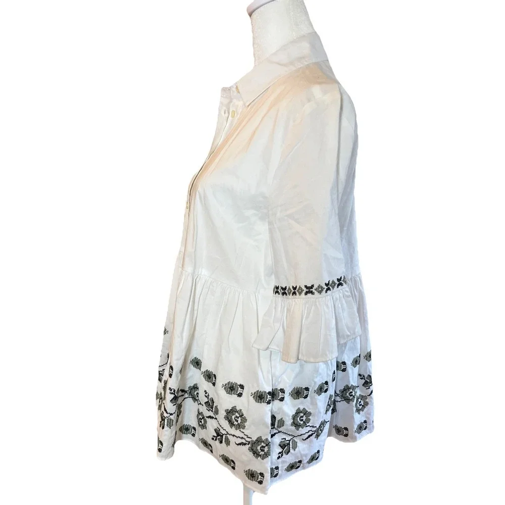 KATE‎ SPADE BROOME STREET SHIRT 100% COTTON EMBROIDERED Size Small